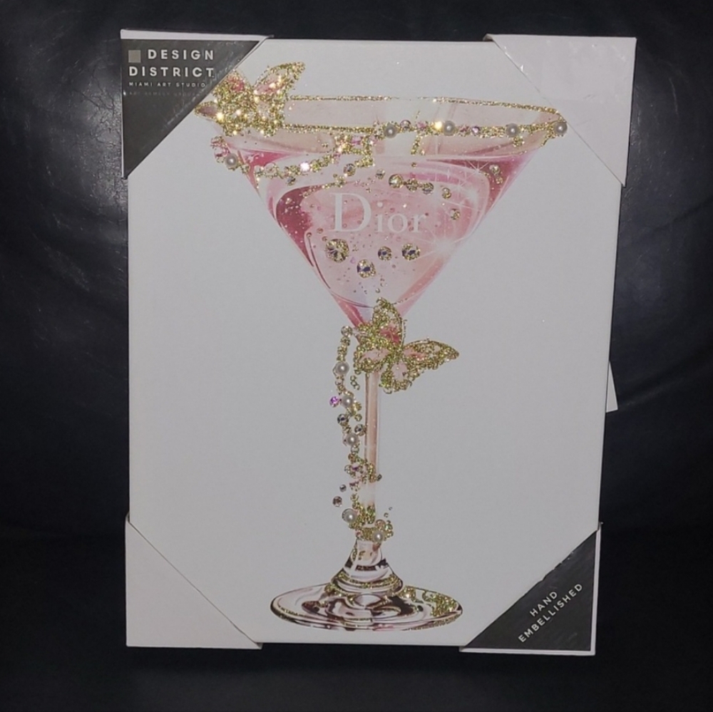 NWT Pink Martini Glass Art 11x14